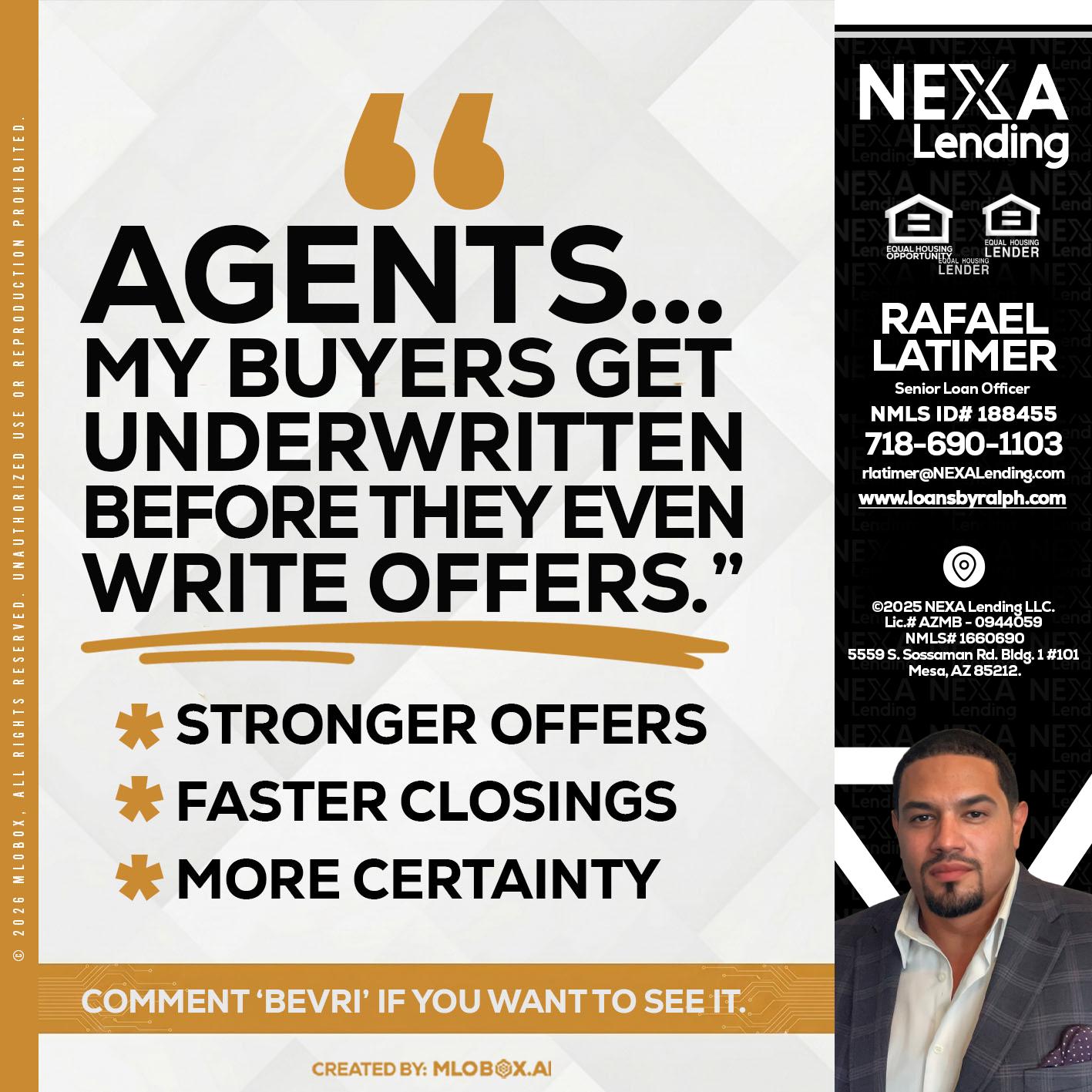 agents - Rafael Latimer -Senior Loan Officer
