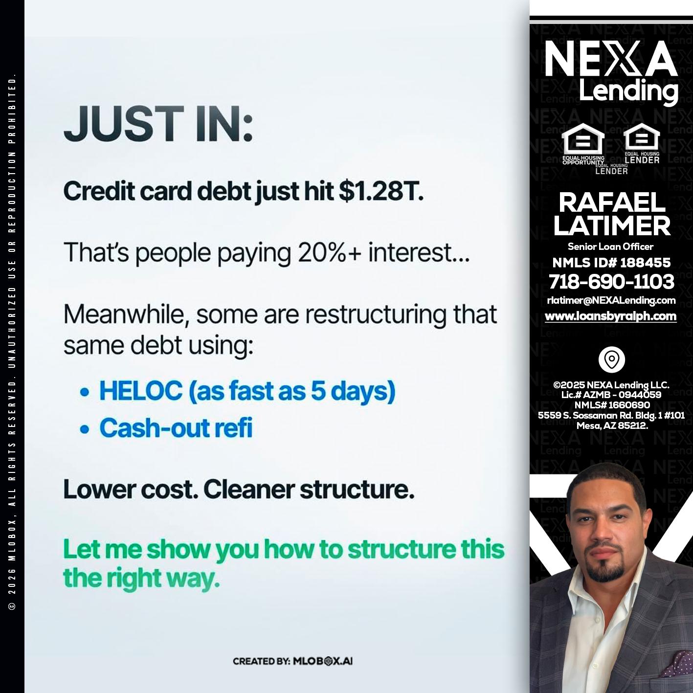 JUST IN - Rafael Latimer -Senior Loan Officer